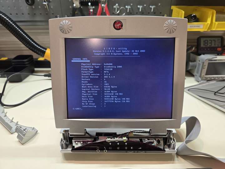 M-Systems DINFO utility report for IA-2 DiskOnChip