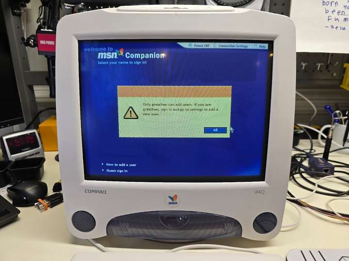 Login screen warning